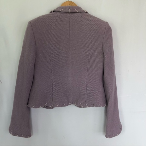 KAY UNGER Womens Light Purple Blazer Silk Wool Blend Beads Embroidered Hems Sz 4 - Picture 3 of 14
